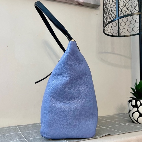 Kate Spade New York Emma Lane Maya Saffino Leather Tote Thistle Blue EXCELLENT - Picture 5 of 10